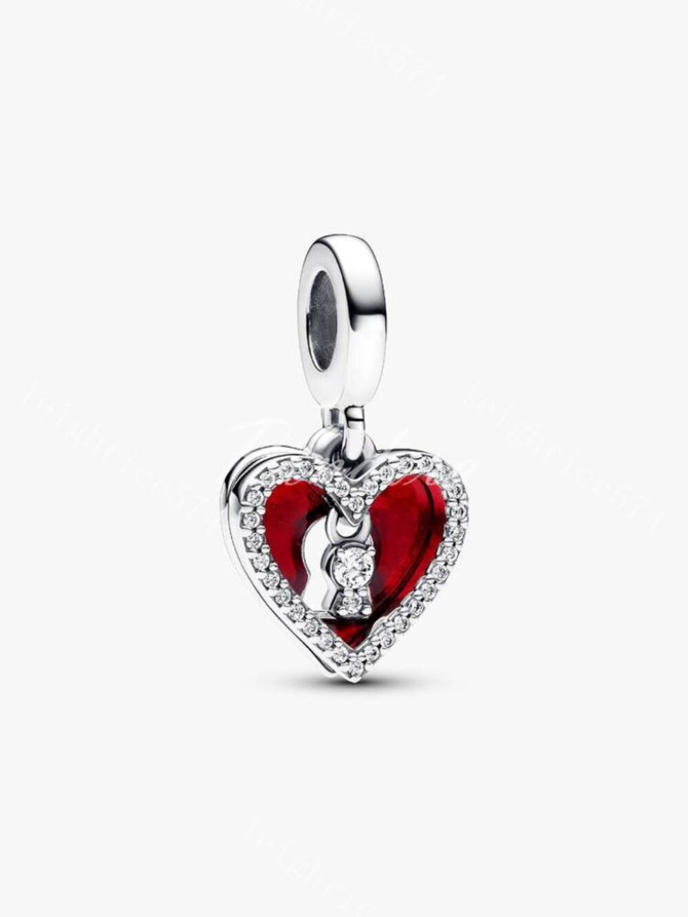 Pandora Red Heart & Keyhole Double Dangle Charm